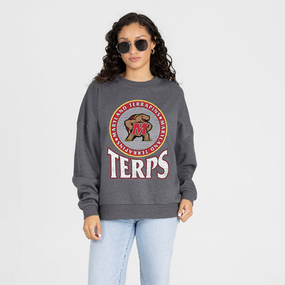 MARYLAND TERRAPINS SATURDAY SEAL PREMIUM FLEECE DROP SHOULDER CREWNECK PULLOVER