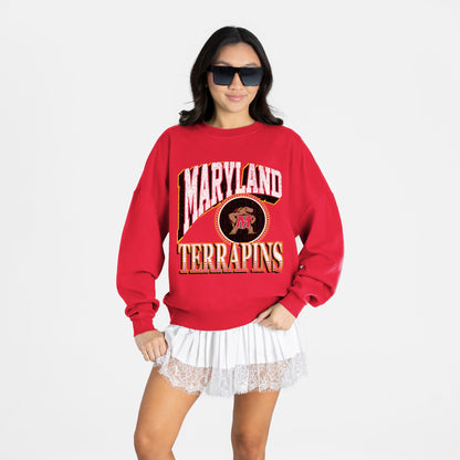 MARYLAND TERRAPINS MAIN CHARACTER PREMIUM FLEECE DROP SHOULDER CREWNECK PULLOVER