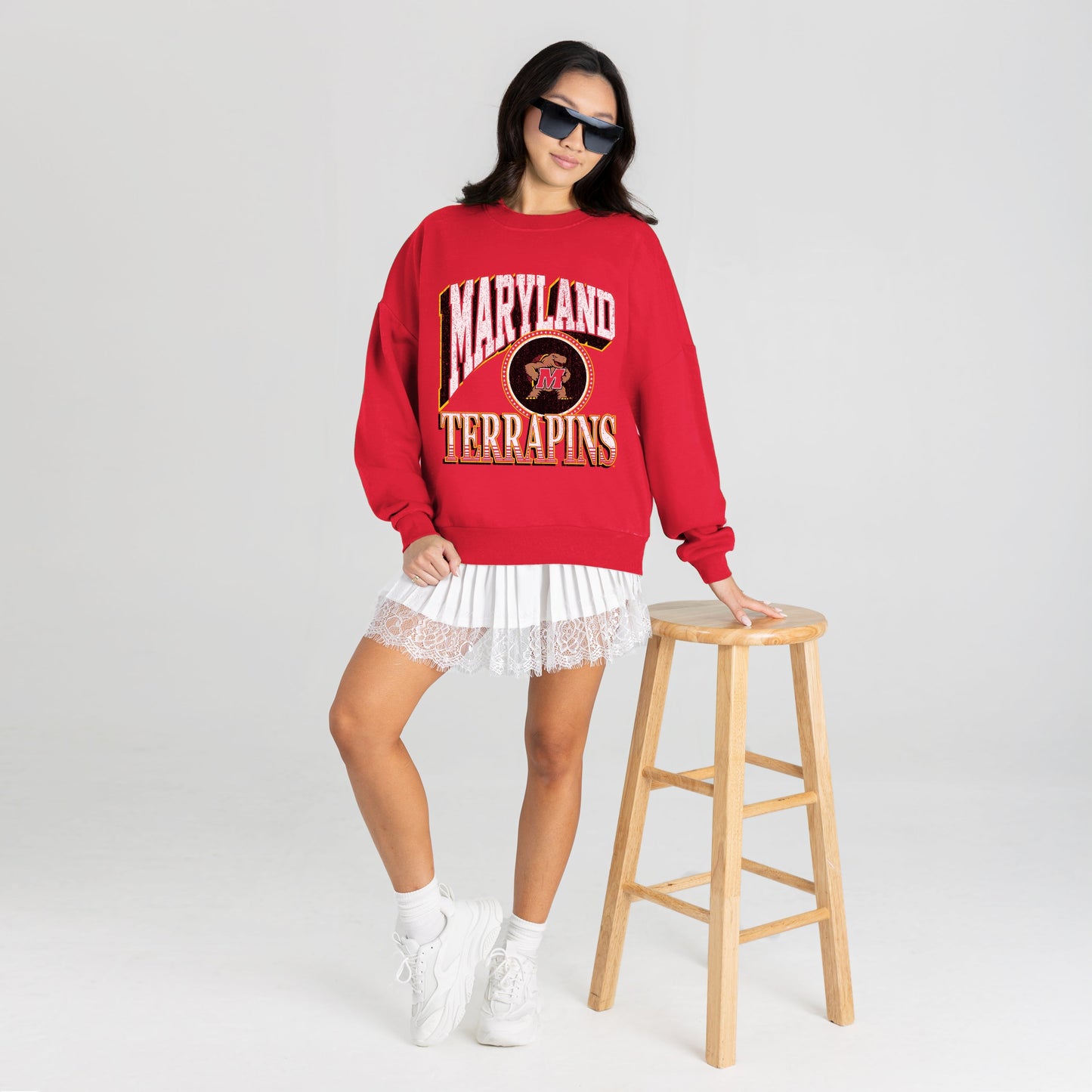 MARYLAND TERRAPINS MAIN CHARACTER PREMIUM FLEECE DROP SHOULDER CREWNECK PULLOVER