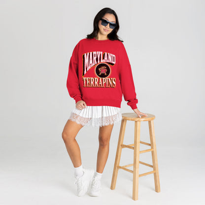 MARYLAND TERRAPINS MAIN CHARACTER PREMIUM FLEECE DROP SHOULDER CREWNECK PULLOVER