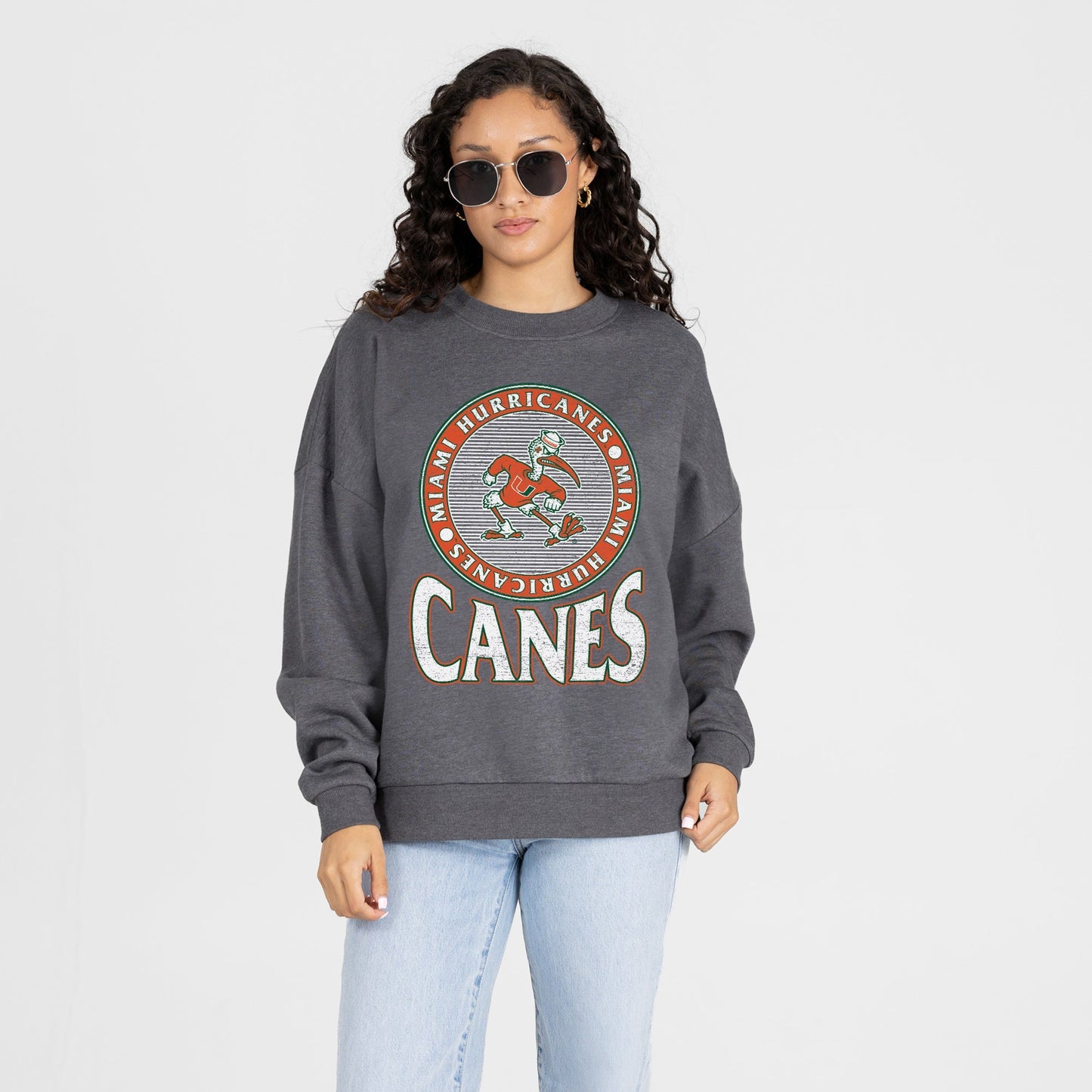 MIAMI HURRICANES SATURDAY SEAL PREMIUM FLEECE DROP SHOULDER CREWNECK PULLOVER
