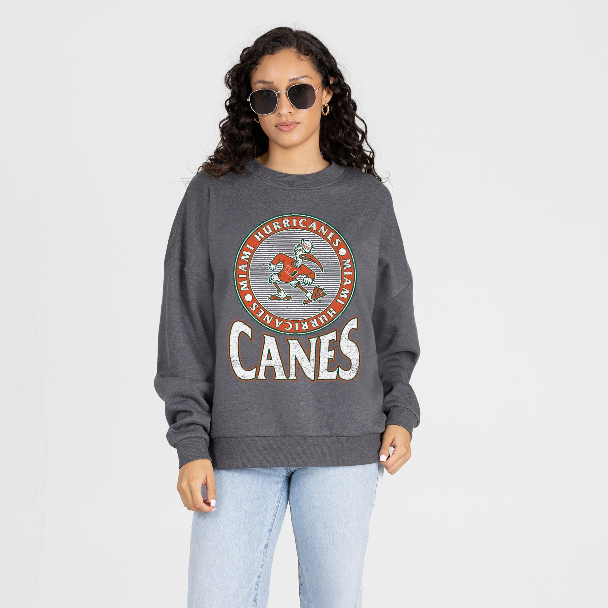 MIAMI HURRICANES SATURDAY SEAL PREMIUM FLEECE DROP SHOULDER CREWNECK PULLOVER