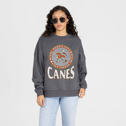 MIAMI HURRICANES SATURDAY SEAL PREMIUM FLEECE DROP SHOULDER CREWNECK PULLOVER