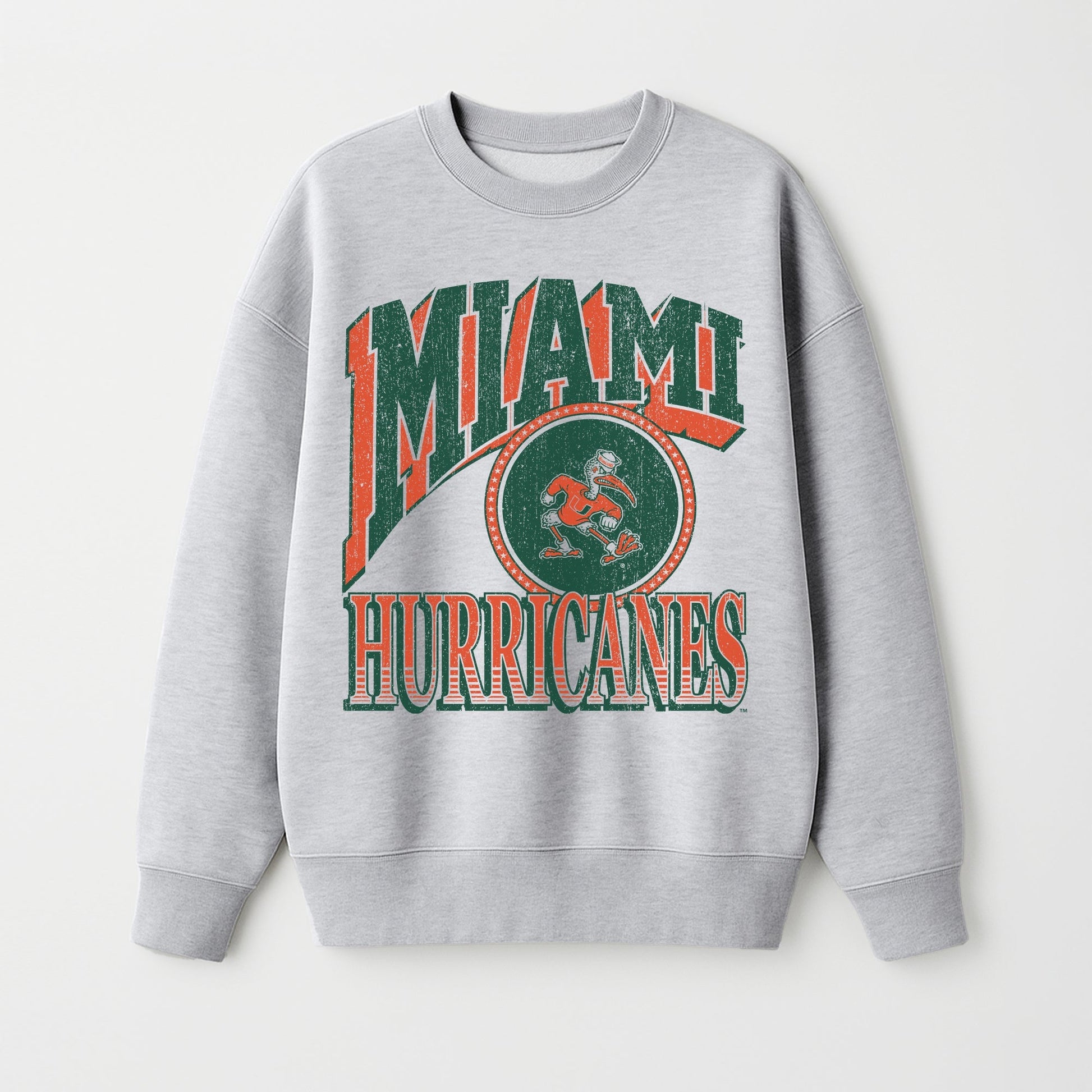 MIAMI HURRICANES GAME ON PREMIUM FLEECE DROP SHOULDER CREWNECK PULLOVER