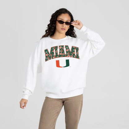MIAMI HURRICANES SWEET PLAY PREMIUM FLEECE DROP SHOULDER CREWNECK PULLOVER