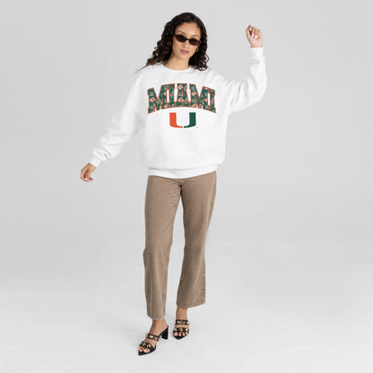 MIAMI HURRICANES SWEET PLAY PREMIUM FLEECE DROP SHOULDER CREWNECK PULLOVER