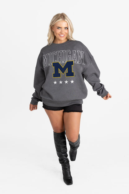 MICHIGAN WOLVERINES RISING STAR PREMIUM FLEECE CREWNECK PULLOVER