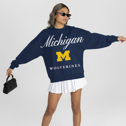 MICHIGAN WOLVERINES LEGACY CLUB PREMIUM FLEECE DROP SHOULDER CREWNECK PULLOVER