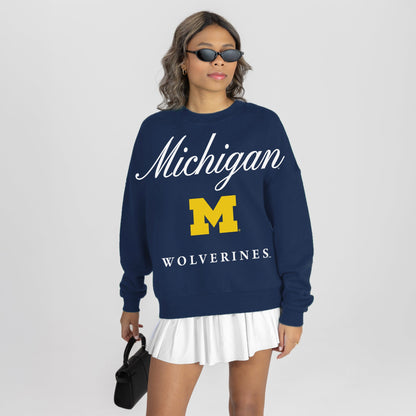 MICHIGAN WOLVERINES LEGACY CLUB PREMIUM FLEECE DROP SHOULDER CREWNECK PULLOVER