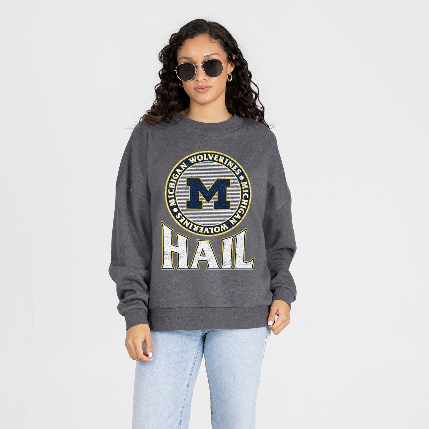 MICHIGAN WOLVERINES SATURDAY SEAL PREMIUM FLEECE DROP SHOULDER CREWNECK PULLOVER