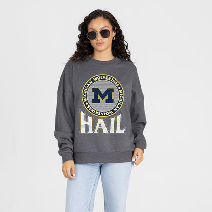 MICHIGAN WOLVERINES SATURDAY SEAL PREMIUM FLEECE DROP SHOULDER CREWNECK PULLOVER