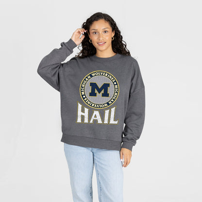 MICHIGAN WOLVERINES SATURDAY SEAL PREMIUM FLEECE DROP SHOULDER CREWNECK PULLOVER