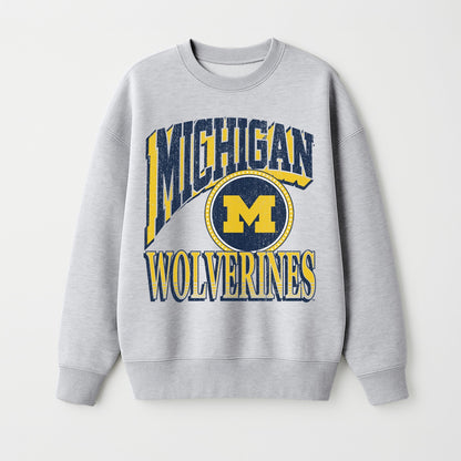 MICHIGAN WOLVERINES GAME ON PREMIUM FLEECE DROP SHOULDER CREWNECK PULLOVER