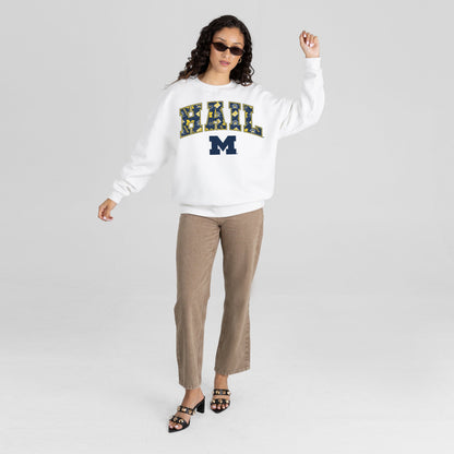 MICHIGAN WOLVERINES SWEET PLAY PREMIUM FLEECE DROP SHOULDER CREWNECK PULLOVER