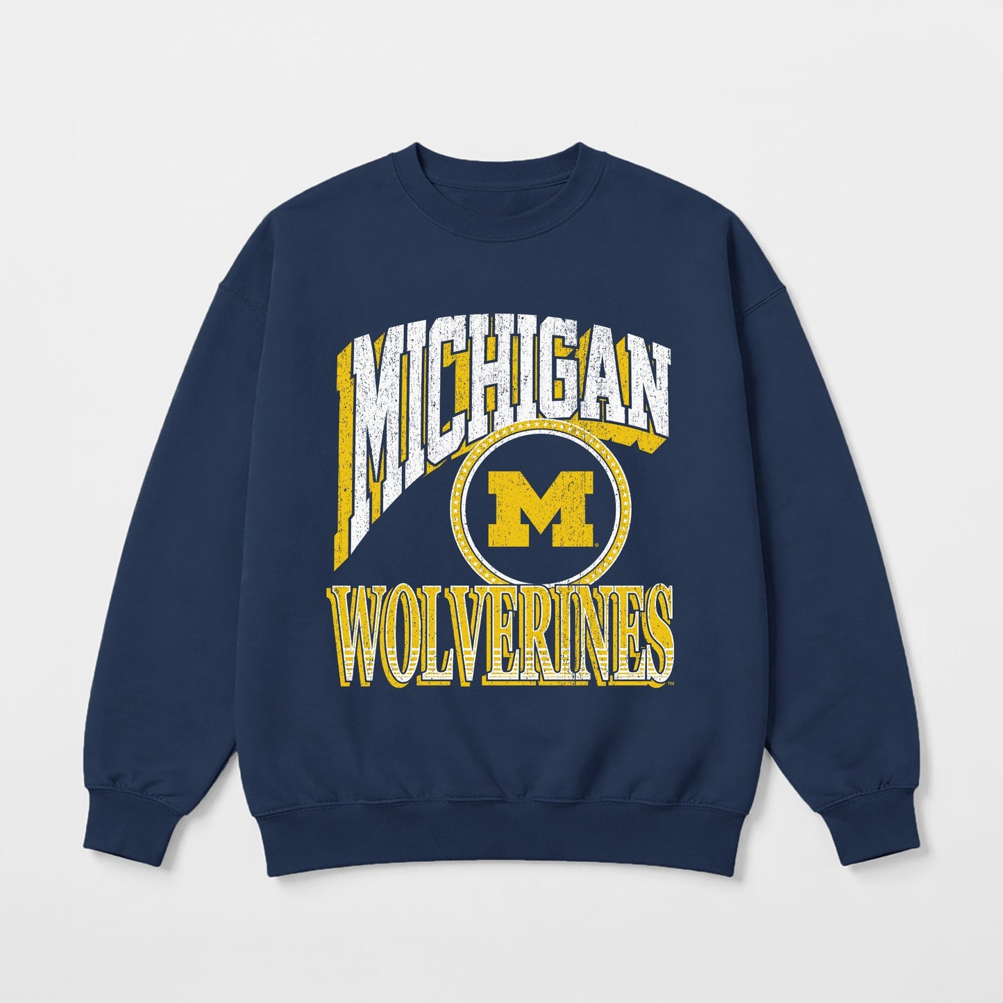 MICHIGAN WOLVERINES MAIN CHARACTER PREMIUM FLEECE DROP SHOULDER CREWNECK PULLOVER