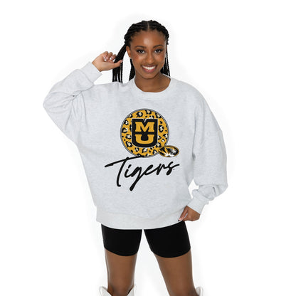 MISSOURI TIGERS GOING WILD LONG SLEEVE UNISEX FIT PREMIUM FLEECE CREWNECK SWEATSHIRT WITH RIBBED KNIT NECKLINE, WRIST, AND WAISTBAND