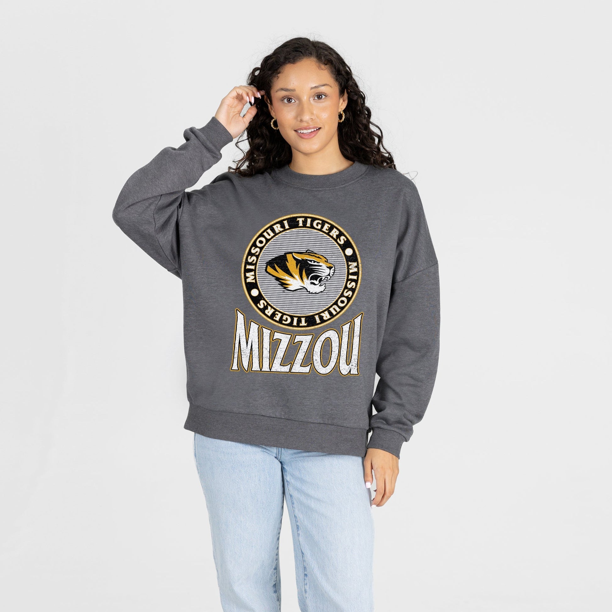 MISSOURI TIGERS SATURDAY SEAL PREMIUM FLEECE DROP SHOULDER CREWNECK PULLOVER