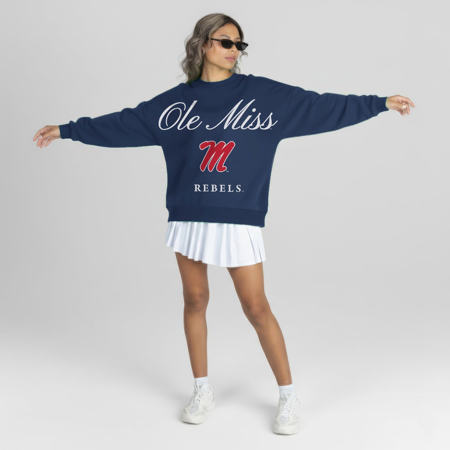 OLE MISS REBELS LEGACY CLUB PREMIUM FLEECE DROP SHOULDER CREWNECK PULLOVER