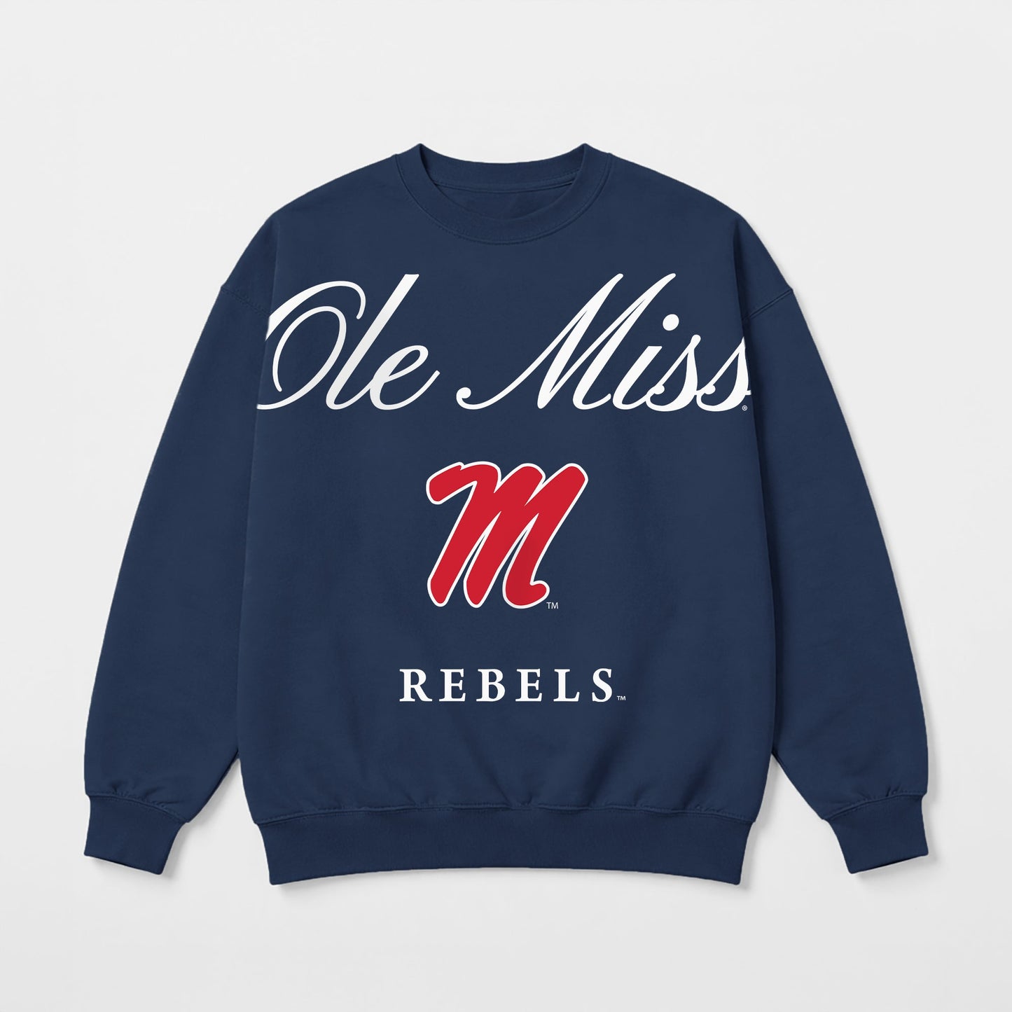 OLE MISS REBELS LEGACY CLUB PREMIUM FLEECE DROP SHOULDER CREWNECK PULLOVER