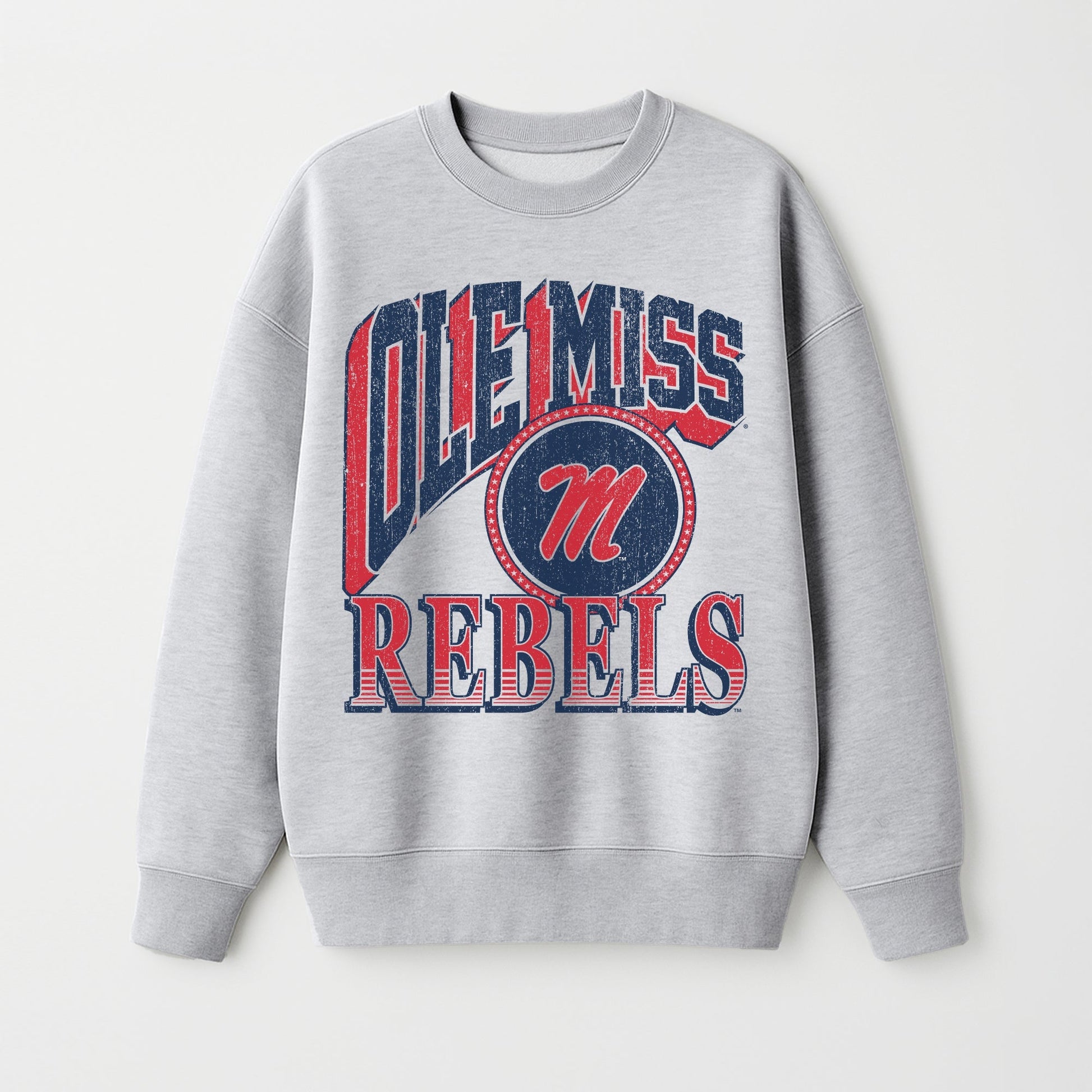 OLE MISS REBELS GAME ON PREMIUM FLEECE DROP SHOULDER CREWNECK PULLOVER