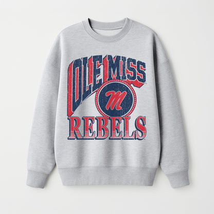 OLE MISS REBELS GAME ON PREMIUM FLEECE DROP SHOULDER CREWNECK PULLOVER