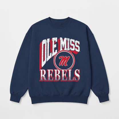 OLE MISS REBELS MAIN CHARACTER PREMIUM FLEECE DROP SHOULDER CREWNECK PULLOVER