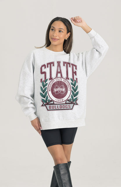 MISSISSIPPI STATE BULLDOGS HERITAGE PREMIUM FLEECE DROP SHOULDER CREWNECK PULLOVER