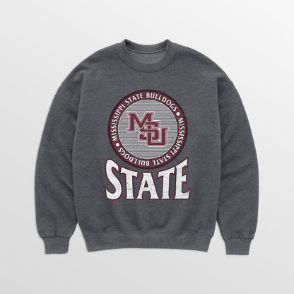 MISSISSIPPI STATE BULLDOGS SATURDAY SEAL PREMIUM FLEECE DROP SHOULDER CREWNECK PULLOVER