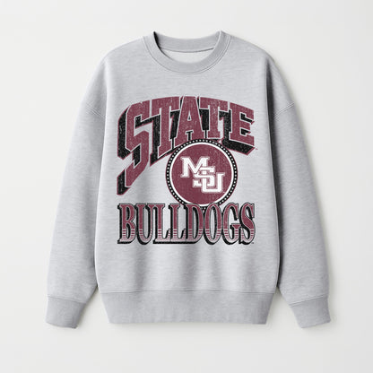 MISSISSIPPI STATE BULLDOGS GAME ON PREMIUM FLEECE DROP SHOULDER CREWNECK PULLOVER