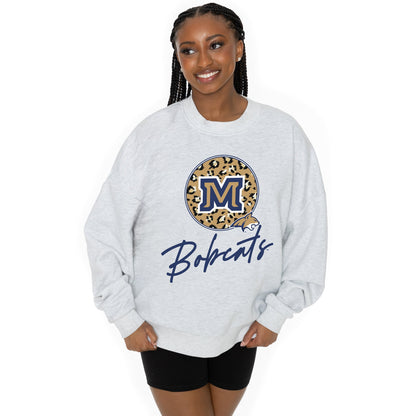 MONTANA STATE BOBCATS GOING WILD LONG SLEEVE UNISEX FIT PREMIUM FLEECE CREWNECK SWEATSHIRT WITH RIBBED KNIT NECKLINE, WRIST, AND WAISTBAND