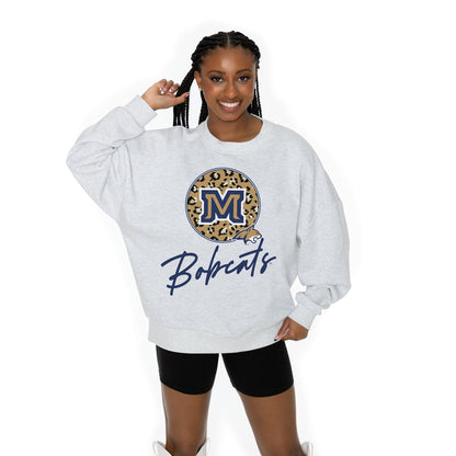 MONTANA STATE BOBCATS GOING WILD LONG SLEEVE UNISEX FIT PREMIUM FLEECE CREWNECK SWEATSHIRT WITH RIBBED KNIT NECKLINE, WRIST, AND WAISTBAND
