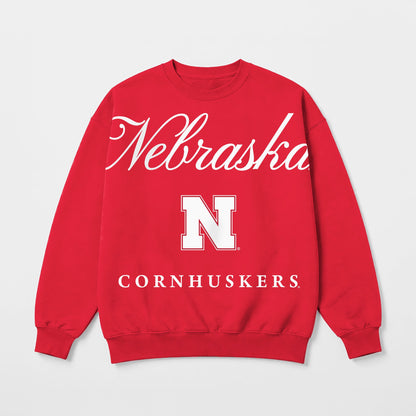 NEBRASKA CORNHUSKERS LEGACY CLUB PREMIUM FLEECE DROP SHOULDER CREWNECK PULLOVER