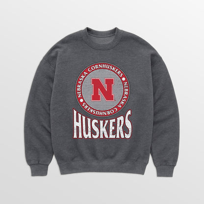 NEBRASKA CORNHUSKERS SATURDAY SEAL PREMIUM FLEECE DROP SHOULDER CREWNECK PULLOVER