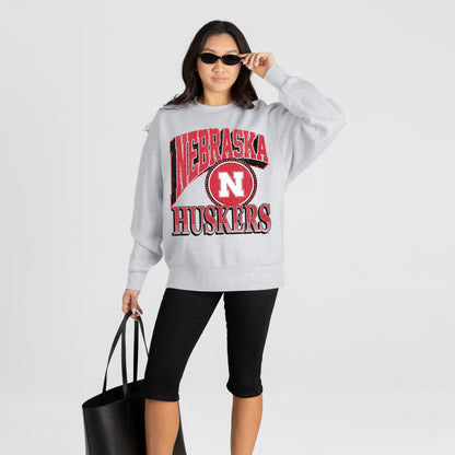 NEBRASKA CORNHUSKERS GAME ON PREMIUM FLEECE DROP SHOULDER CREWNECK PULLOVER