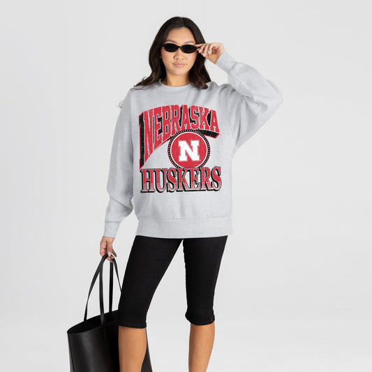 NEBRASKA CORNHUSKERS GAME ON PREMIUM FLEECE DROP SHOULDER CREWNECK PULLOVER