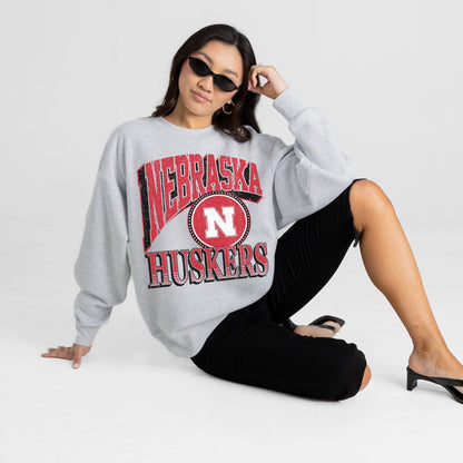 NEBRASKA CORNHUSKERS GAME ON PREMIUM FLEECE DROP SHOULDER CREWNECK PULLOVER