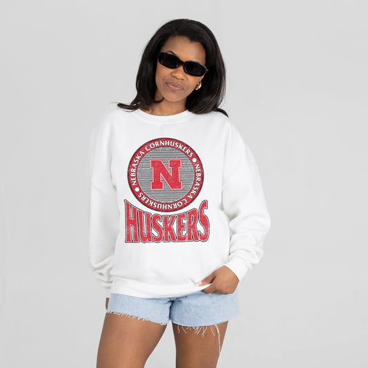 NEBRASKA CORNHUSKERS ENDZONE PREMIUM FLEECE DROP SHOULDER CREWNECK PULLOVER