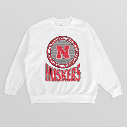 NEBRASKA CORNHUSKERS ENDZONE PREMIUM FLEECE DROP SHOULDER CREWNECK PULLOVER