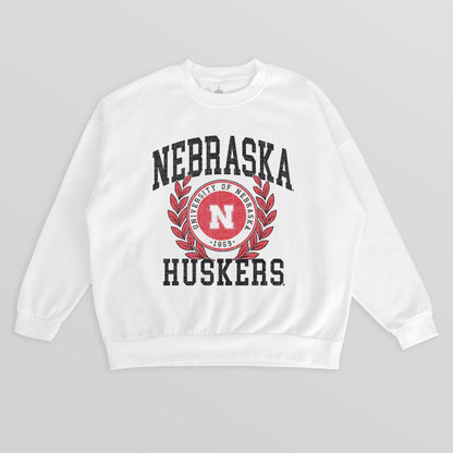 NEBRASKA CORNHUSKERS GOLD STANDARD PREMIUM FLEECE DROP SHOULDER CREWNECK PULLOVER