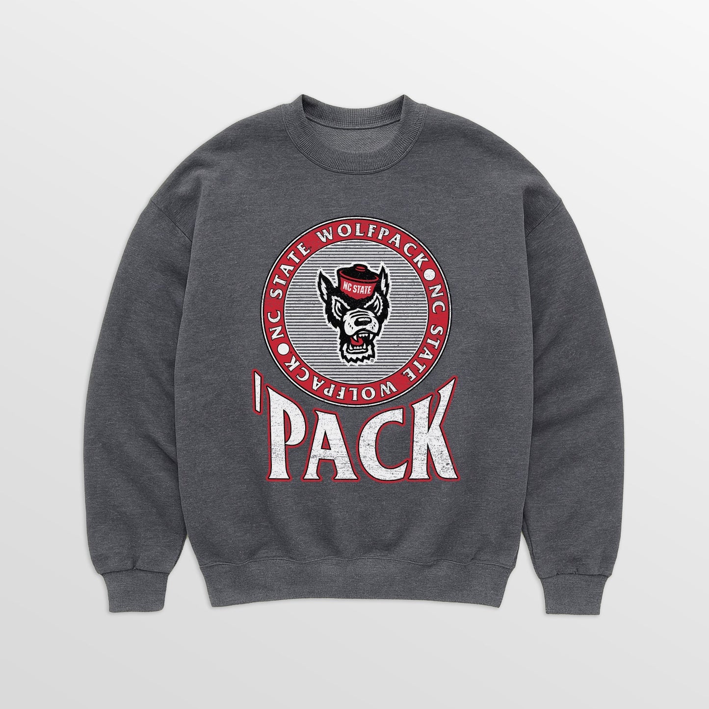 NORTH CAROLINA STATE WOLFPACK SATURDAY SEAL PREMIUM FLEECE DROP SHOULDER CREWNECK PULLOVER