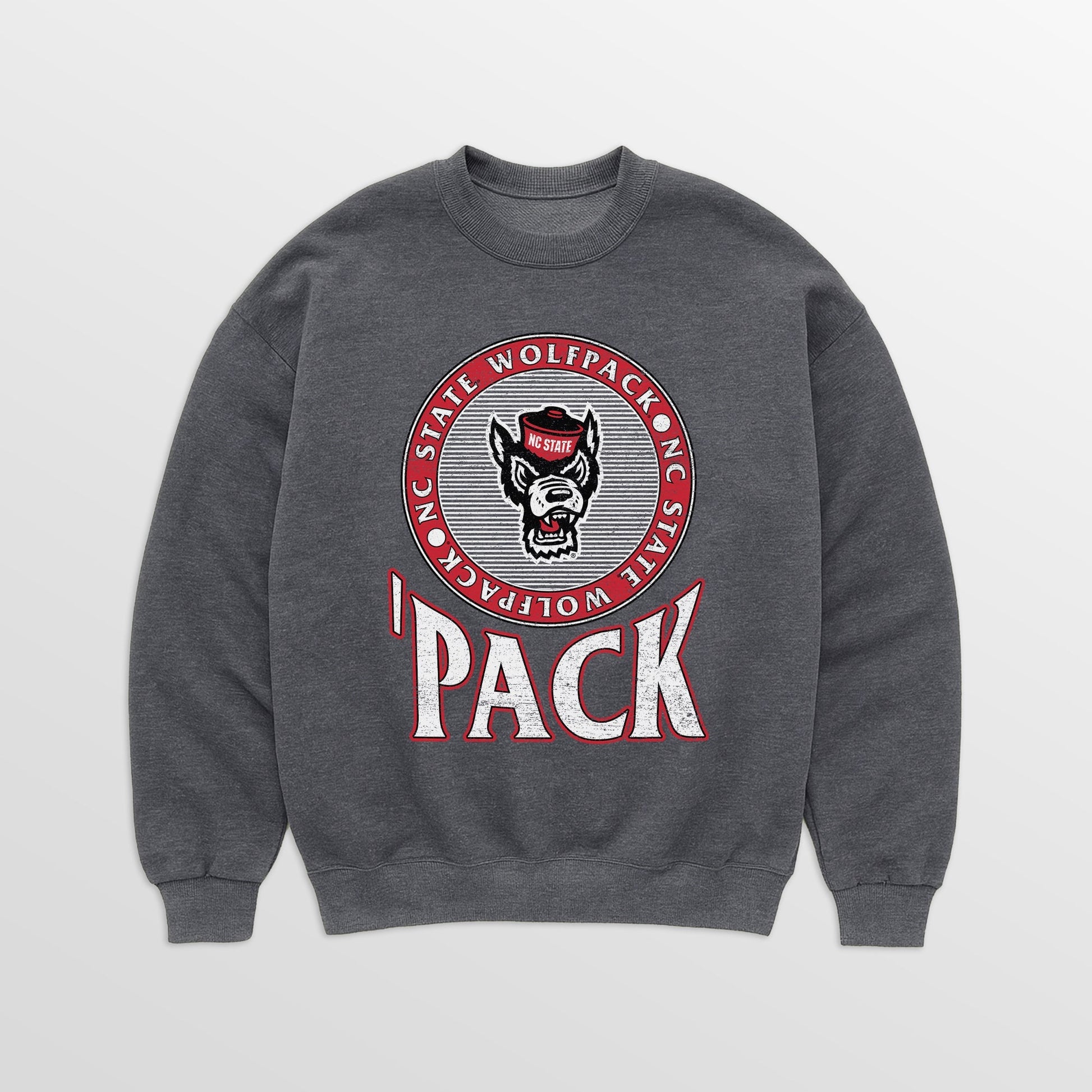NORTH CAROLINA STATE WOLFPACK SATURDAY SEAL PREMIUM FLEECE DROP SHOULDER CREWNECK PULLOVER