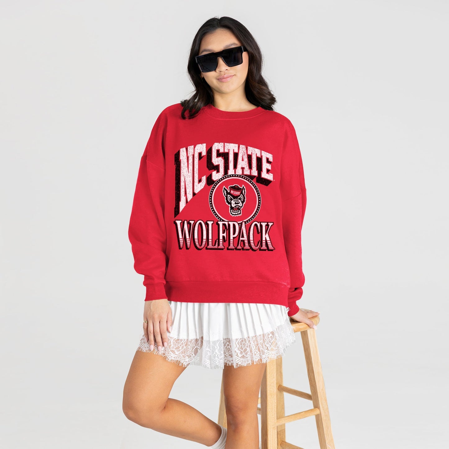 NORTH CAROLINA STATE WOLFPACK MAIN CHARACTER PREMIUM FLEECE DROP SHOULDER CREWNECK PULLOVER