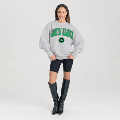 NORTH DAKOTA FIGHTING HAWKS TRADITION REFINED PREMIUM FLEECE CREWNECK PULLOVER