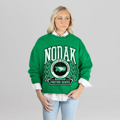 NORTH DAKOTA FIGHTING HAWKS CLASSIC ARCHIVES PREMIUM FLEECE DROP SHOULDER CREWNECK PULLOVER