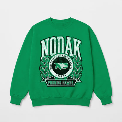 NORTH DAKOTA FIGHTING HAWKS CLASSIC ARCHIVES PREMIUM FLEECE DROP SHOULDER CREWNECK PULLOVER