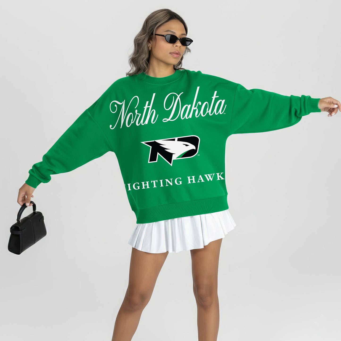 NORTH DAKOTA FIGHTING HAWKS LEGACY CLUB PREMIUM FLEECE DROP SHOULDER CREWNECK PULLOVER