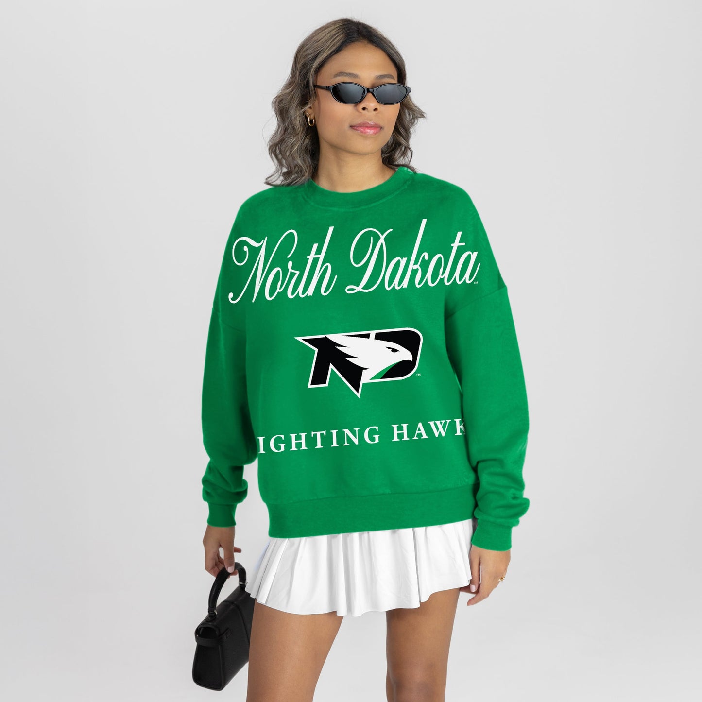 NORTH DAKOTA FIGHTING HAWKS LEGACY CLUB PREMIUM FLEECE DROP SHOULDER CREWNECK PULLOVER