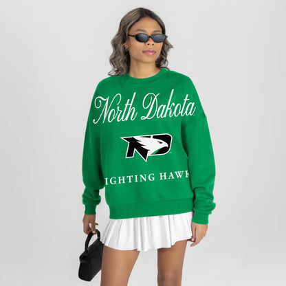 NORTH DAKOTA FIGHTING HAWKS LEGACY CLUB PREMIUM FLEECE DROP SHOULDER CREWNECK PULLOVER