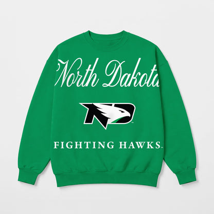NORTH DAKOTA FIGHTING HAWKS LEGACY CLUB PREMIUM FLEECE DROP SHOULDER CREWNECK PULLOVER