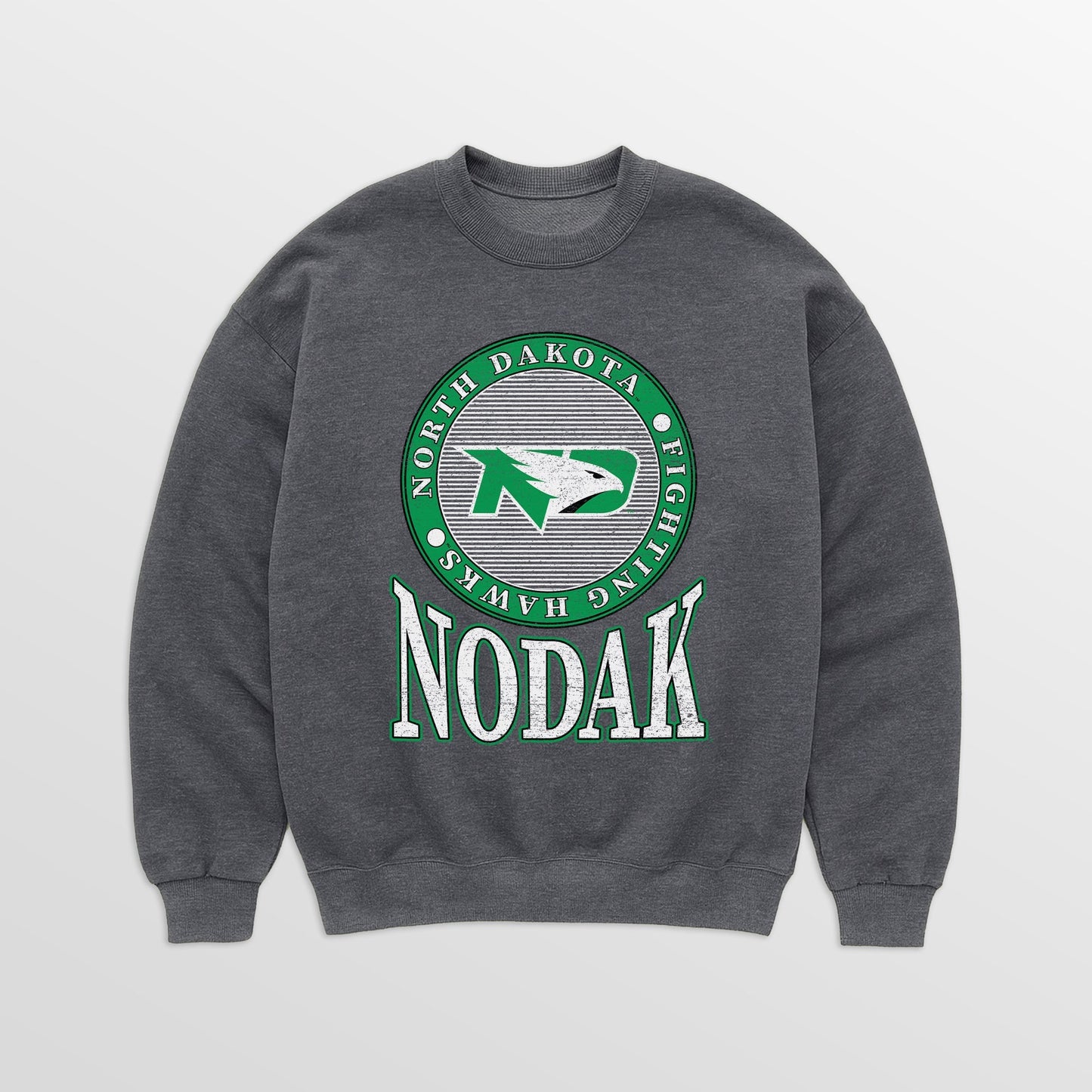 NORTH DAKOTA FIGHTING HAWKS SATURDAY SEAL PREMIUM FLEECE DROP SHOULDER CREWNECK PULLOVER